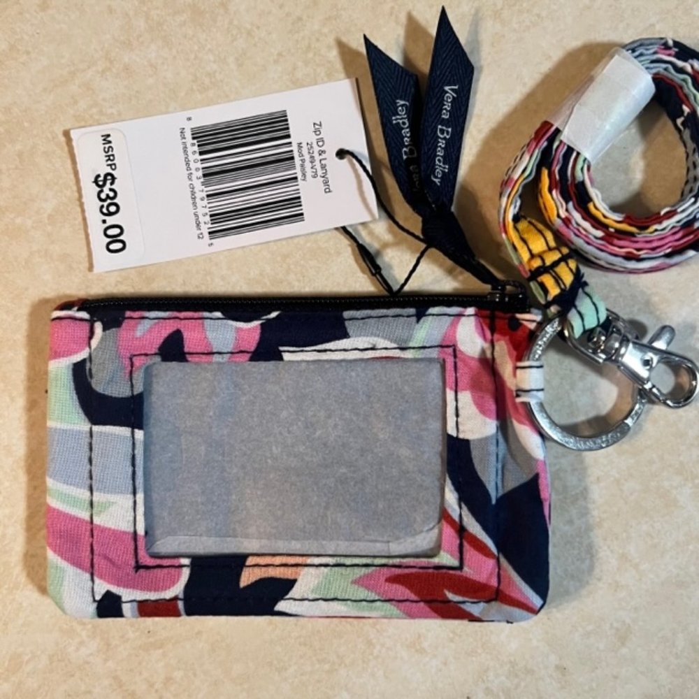 NWT Vera Bradley MOD PAISLEY Zip ID Case & Lanyard